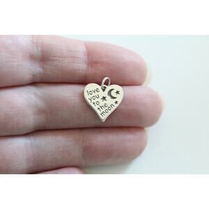Sterling Silver Love You to the Moon Charm, Love You to the Moon Quote Charm